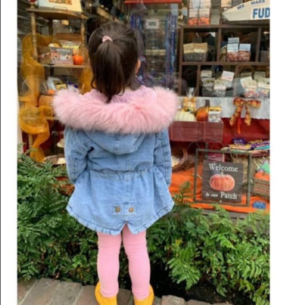 Blue Holly Oversized Denim Fur Hooded Winter Coat Jacket - Picture 3 of 12